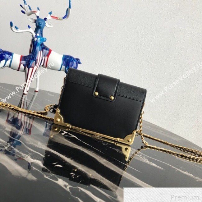 Prada Cahier Calf Leather Bag 1BH018 Black 2019 (PYZ-9042405)