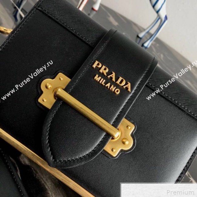 Prada Cahier Calf Leather Bag 1BH018 Black 2019 (PYZ-9042405)