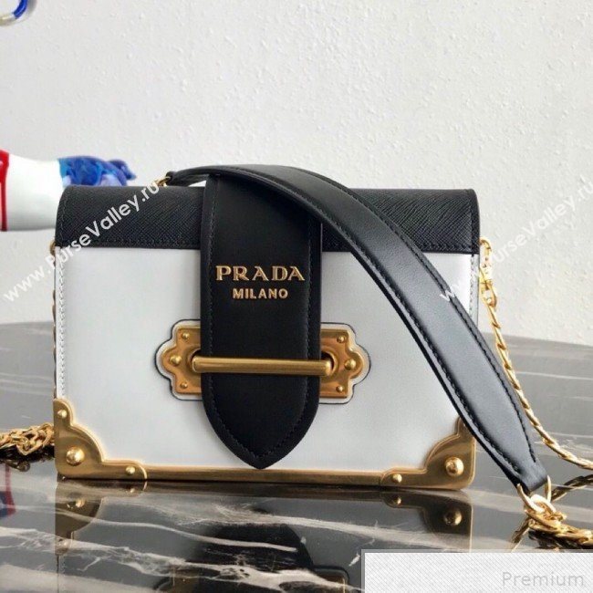 Prada Cahier Calf Leather Bag 1BH018 White 2019 (PYZ-9042406)