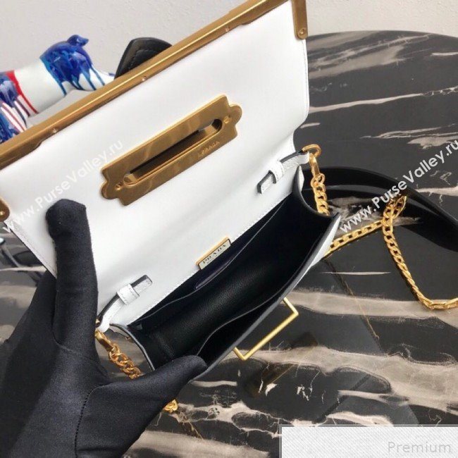 Prada Cahier Calf Leather Bag 1BH018 White 2019 (PYZ-9042406)