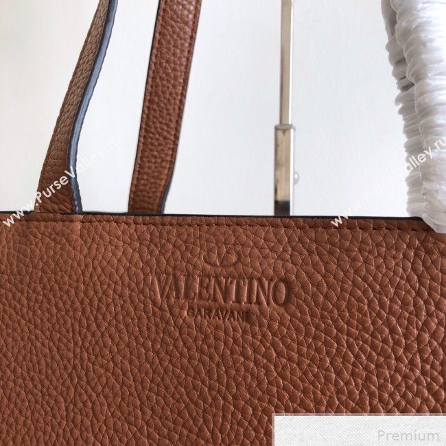 Valentino Rockstud Trimmed Shopper Tote Brown 2019 (JJ3-9042412)