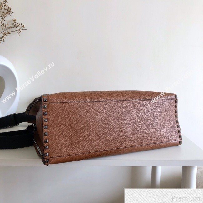 Valentino Rockstud Trimmed Shopper Tote Brown 2019 (JJ3-9042412)