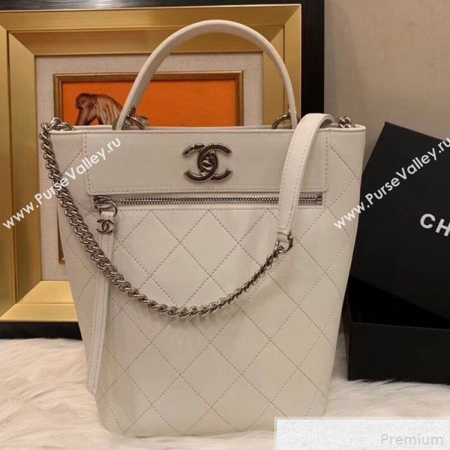 Chanel Calfskin Bucket Bag AS0577 White 2019 (SMJD-9042239)