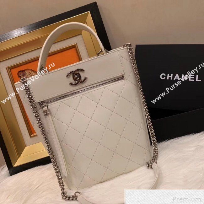 Chanel Calfskin Bucket Bag AS0577 White 2019 (SMJD-9042239)