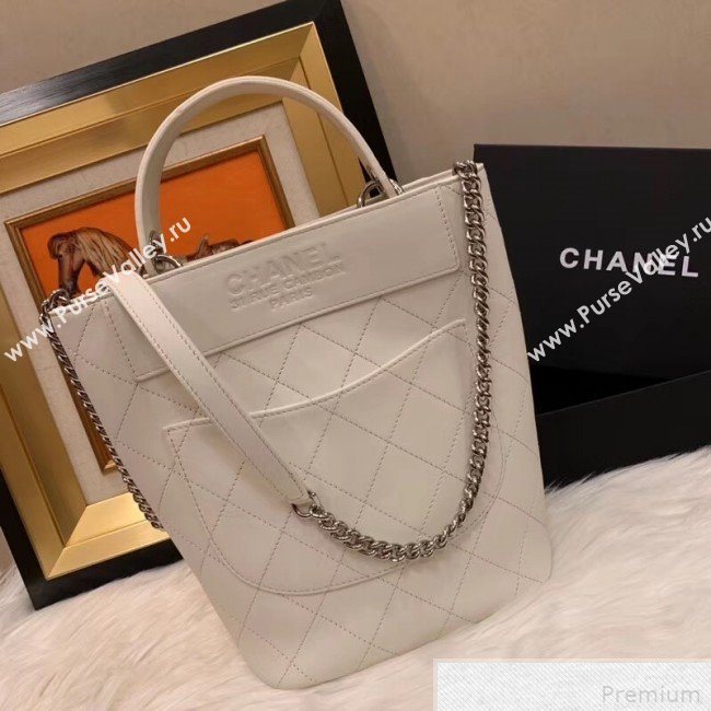 Chanel Calfskin Bucket Bag AS0577 White 2019 (SMJD-9042239)