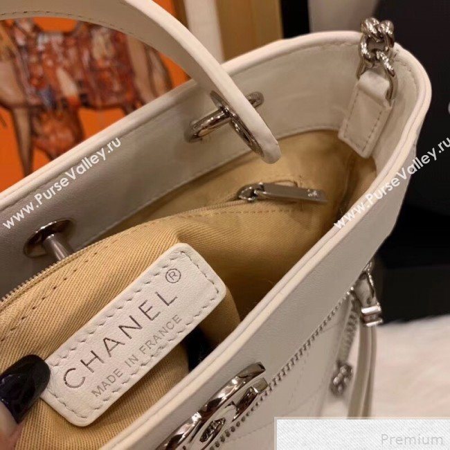 Chanel Calfskin Bucket Bag AS0577 White 2019 (SMJD-9042239)