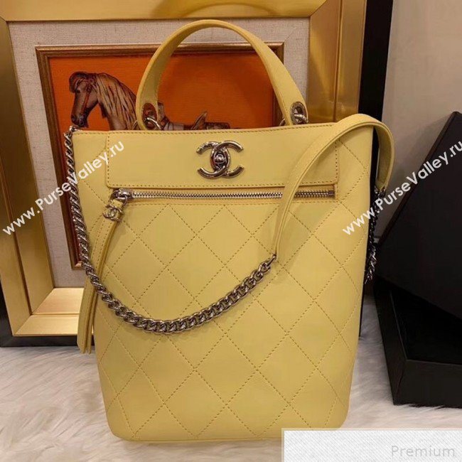 Chanel Calfskin Bucket Bag AS0577 Yellow 2019 (SMJD-9042240)