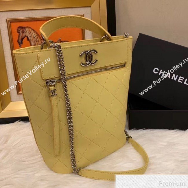 Chanel Calfskin Bucket Bag AS0577 Yellow 2019 (SMJD-9042240)