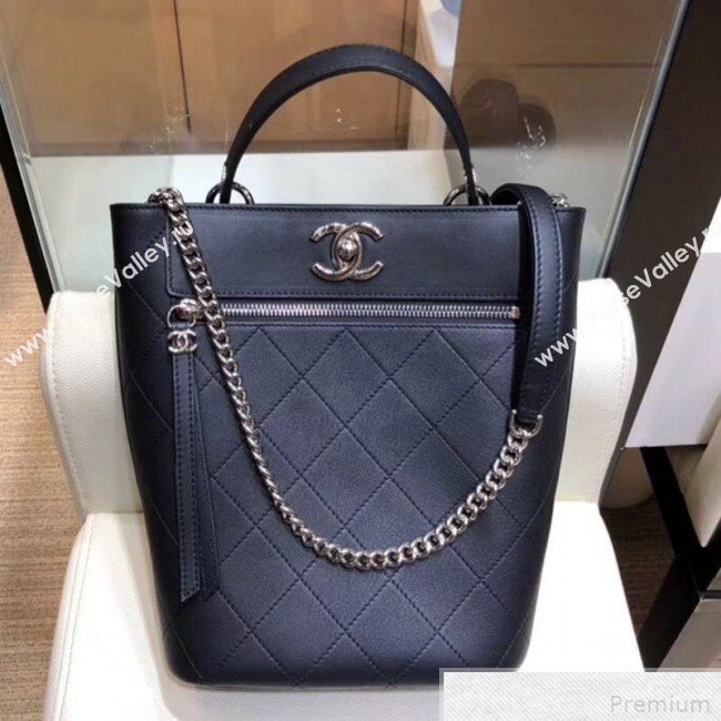 Chanel Calfskin Bucket Bag AS0577 Black 2019 (SMJD-9042241)