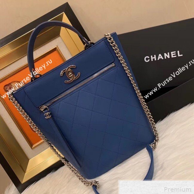 Chanel Calfskin Bucket Bag AS0577 Blue 2019 (SMJD-9042242)