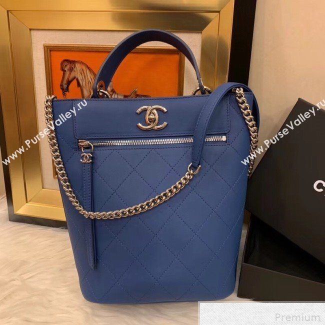 Chanel Calfskin Bucket Bag AS0577 Blue 2019 (SMJD-9042242)