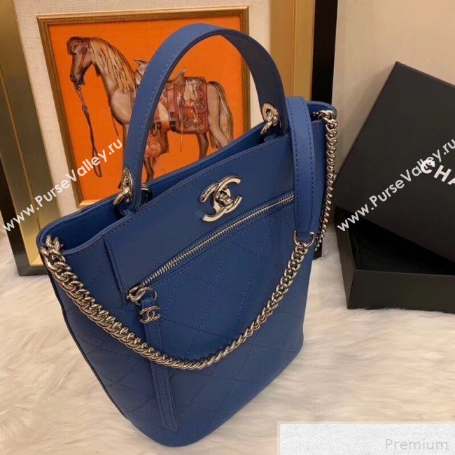 Chanel Calfskin Bucket Bag AS0577 Blue 2019 (SMJD-9042242)