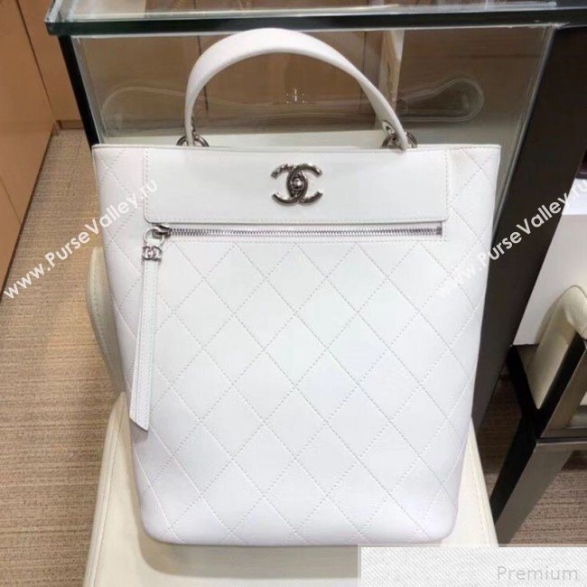 Chanel Large Calfskin Bucket Bag AS0578 White 2019 (SMJD-9042243)