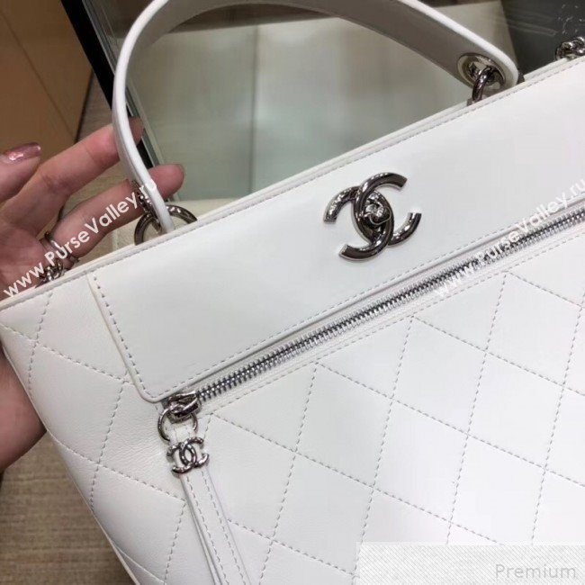 Chanel Large Calfskin Bucket Bag AS0578 White 2019 (SMJD-9042243)