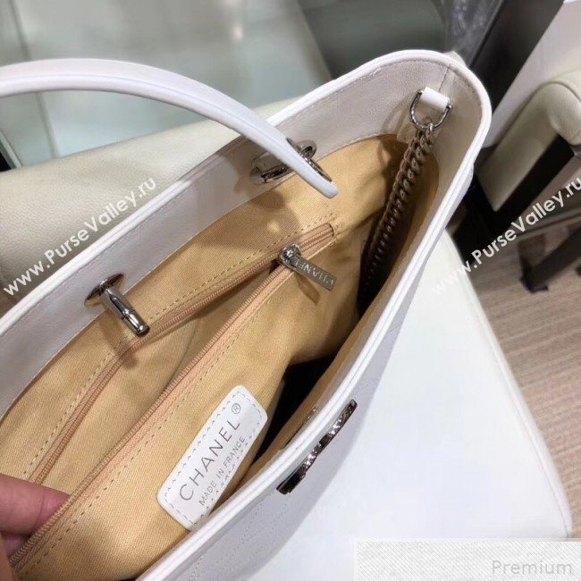 Chanel Large Calfskin Bucket Bag AS0578 White 2019 (SMJD-9042243)