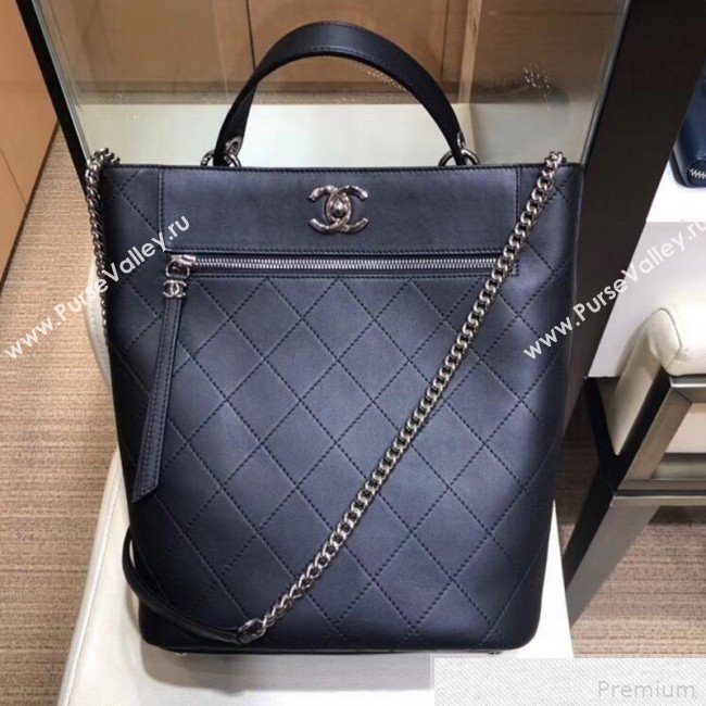 Chanel Large Calfskin Bucket Bag AS0578 Black 2019 (SMJD-9042244)