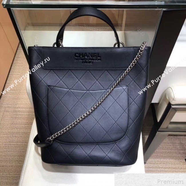 Chanel Large Calfskin Bucket Bag AS0578 Black 2019 (SMJD-9042244)