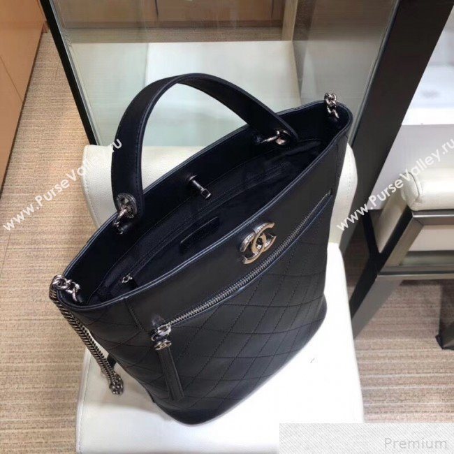 Chanel Large Calfskin Bucket Bag AS0578 Black 2019 (SMJD-9042244)