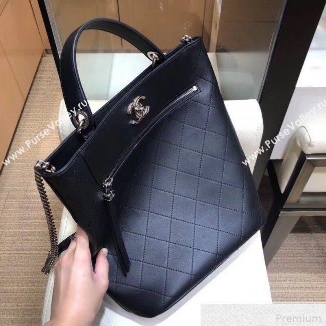 Chanel Large Calfskin Bucket Bag AS0578 Black 2019 (SMJD-9042244)