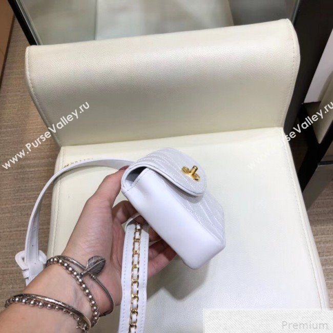 Chanel Lambskin Flap Waist Bag/Belt Bag A88612 White 2019 (SMJD-9042245)