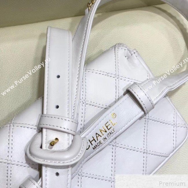 Chanel Lambskin Flap Waist Bag/Belt Bag A88612 White 2019 (SMJD-9042245)