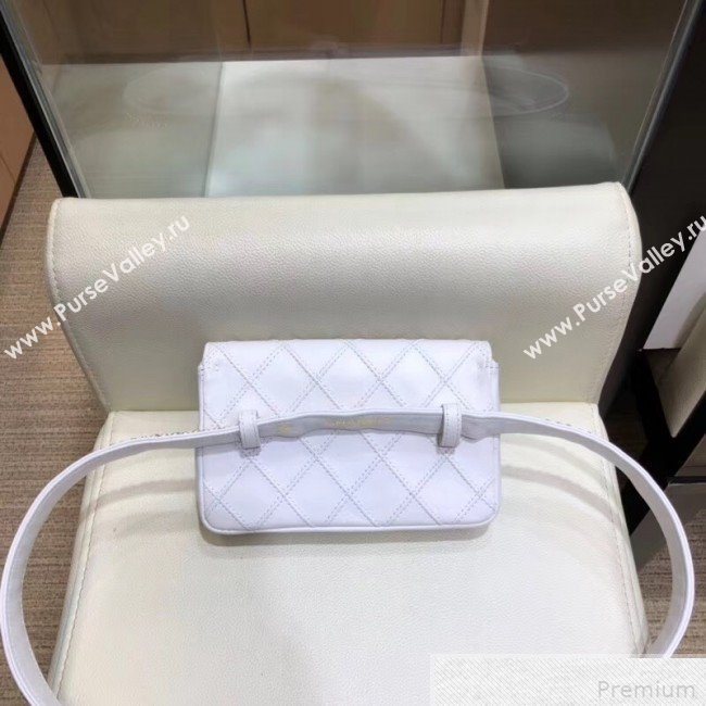 Chanel Lambskin Flap Waist Bag/Belt Bag A88612 White 2019 (SMJD-9042245)