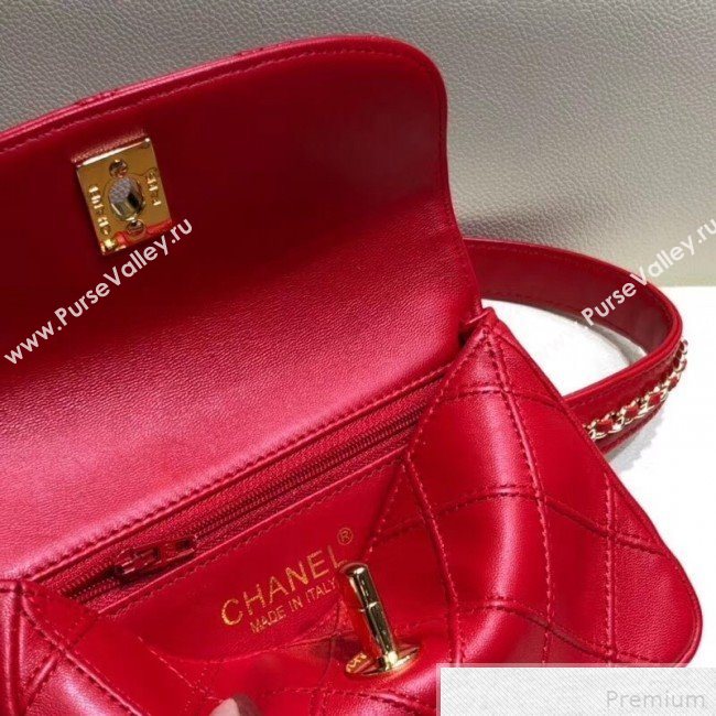 Chanel Lambskin Flap Waist Bag/Belt Bag A88612 Red 2019 (SMJD-9042246)