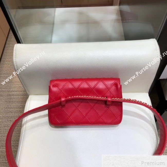 Chanel Lambskin Flap Waist Bag/Belt Bag A88612 Red 2019 (SMJD-9042246)