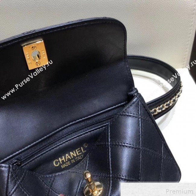 Chanel Lambskin Flap Waist Bag/Belt Bag A88612 Black 2019 (SMJD-9042247)