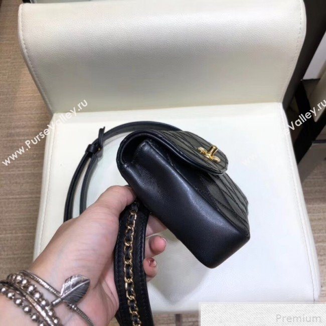 Chanel Lambskin Flap Waist Bag/Belt Bag A88612 Black 2019 (SMJD-9042247)