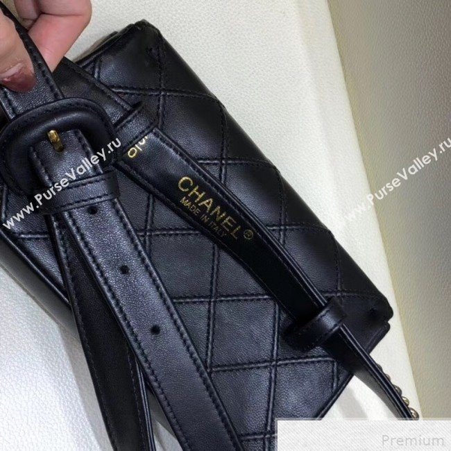 Chanel Lambskin Flap Waist Bag/Belt Bag A88612 Black 2019 (SMJD-9042247)