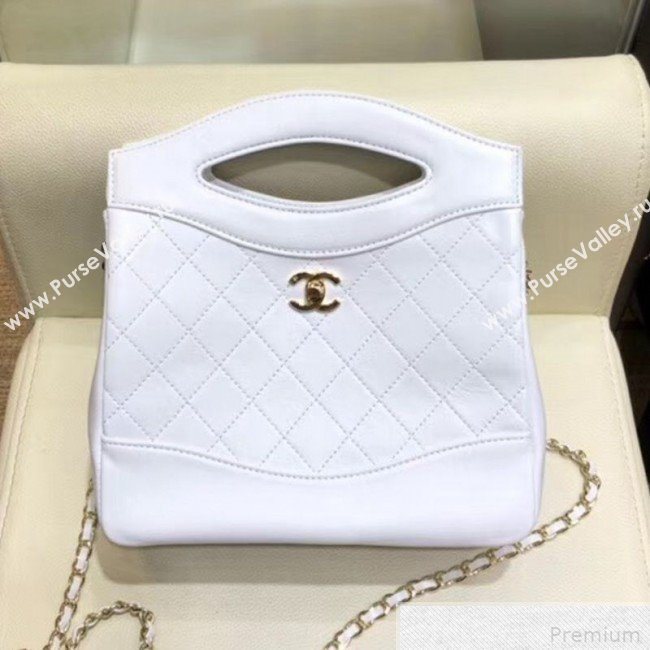 Chanel Lambskin Chanel 31 Mini Shopping Bag AS9196 White 2019 (SMJD-9042250)