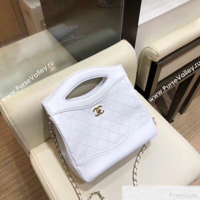 Chanel Lambskin Chanel 31 Mini Shopping Bag AS9196 White 2019 (SMJD-9042250)