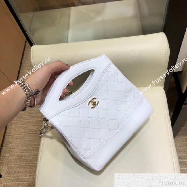 Chanel Lambskin Chanel 31 Mini Shopping Bag AS9196 White 2019 (SMJD-9042250)