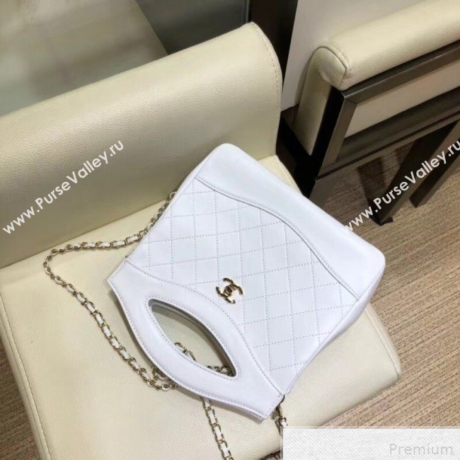 Chanel Lambskin Chanel 31 Mini Shopping Bag AS9196 White 2019 (SMJD-9042250)