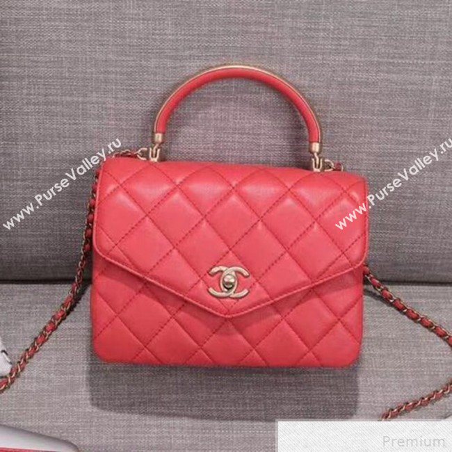 Chanel Small Flap Bag with Top Handle AS0625 Red 2019 (XIN-9042272)