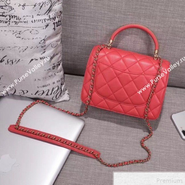 Chanel Small Flap Bag with Top Handle AS0625 Red 2019 (XIN-9042272)
