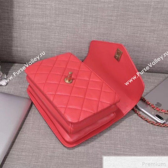 Chanel Small Flap Bag with Top Handle AS0625 Red 2019 (XIN-9042272)