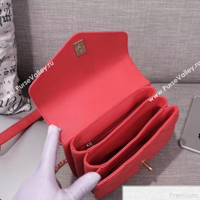 Chanel Small Flap Bag with Top Handle AS0625 Red 2019 (XIN-9042272)