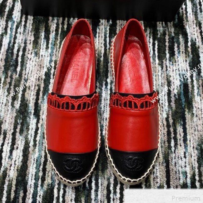 Chanel Espadrilles G34431 Red/Black 2019 (HANB-9042458)