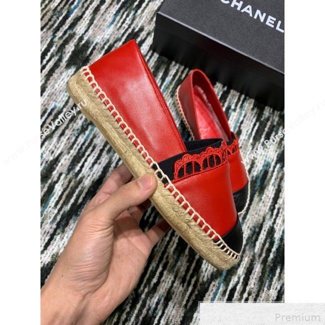 Chanel Espadrilles G34431 Red/Black 2019 (HANB-9042458)