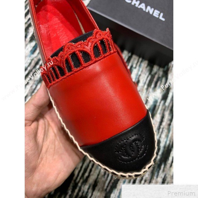 Chanel Espadrilles G34431 Red/Black 2019 (HANB-9042458)