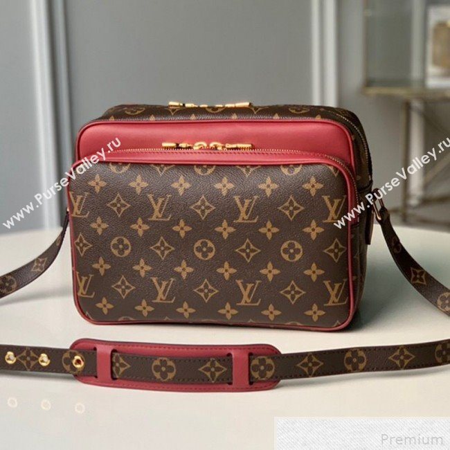 Louis Vuitton Nil Slim Shoulder Bag in Monogram Canvas M51478 Burgundy Leather 2019 (KD-9042616)