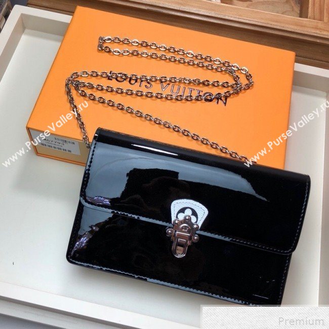 Louis Vuitton Cherrywood WOC Chain Wallet in Patent Leather M67793 Black 2019 (LVSJ-9042636)