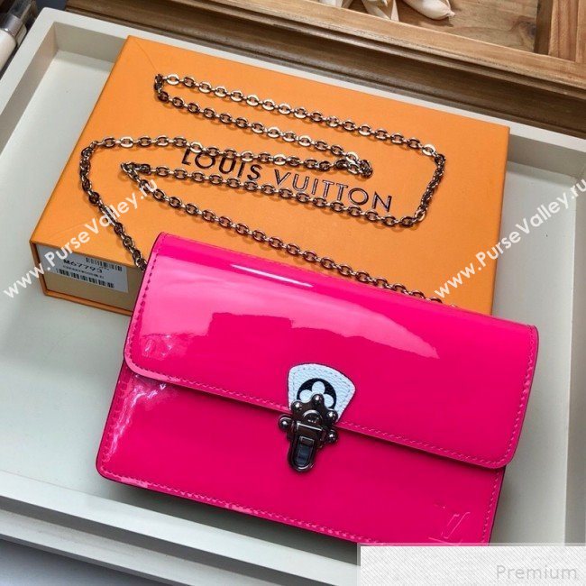 Louis Vuitton Cherrywood WOC Chain Wallet in Patent Leather M67793 Pink 2019 (LVSJ-9042635)