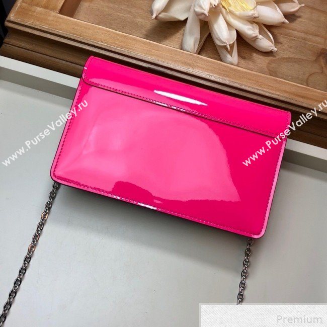 Louis Vuitton Cherrywood WOC Chain Wallet in Patent Leather M67793 Pink 2019 (LVSJ-9042635)