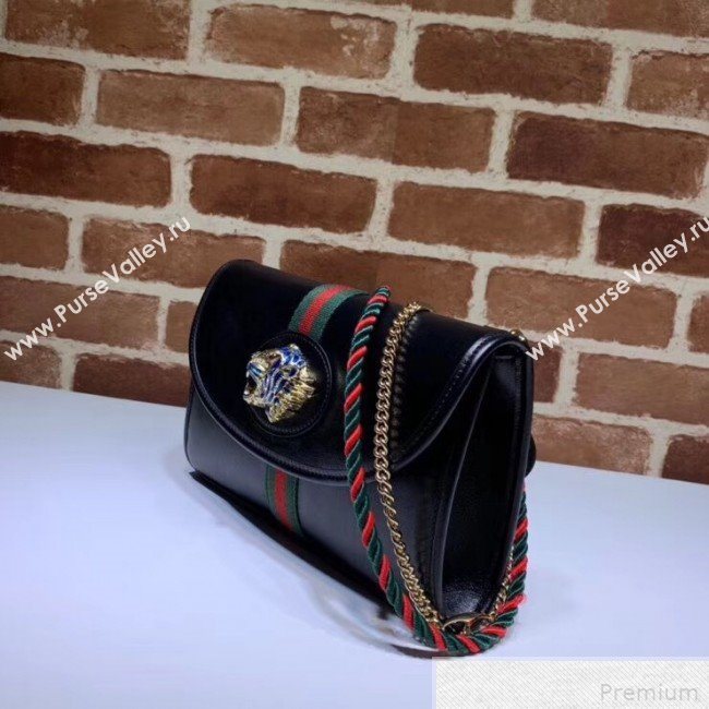 Gucci Rajah Leather Small Shoulder Bag 570145 Black 2019 (DLH-9042639)