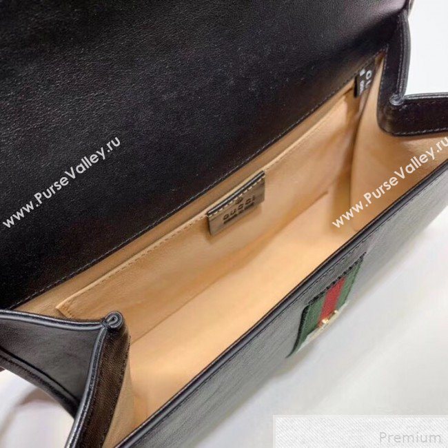 Gucci Rajah Leather Small Shoulder Bag 570145 Black 2019 (DLH-9042639)