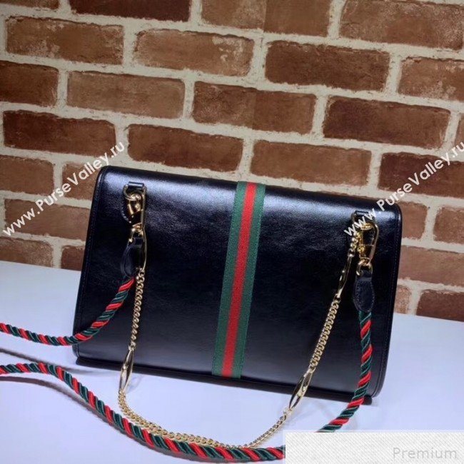 Gucci Rajah Leather Medium Shoulder Bag 564697 Black 2019 (DLH-9042640)