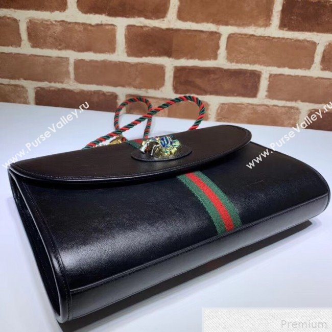 Gucci Rajah Leather Medium Shoulder Bag 564697 Black 2019 (DLH-9042640)